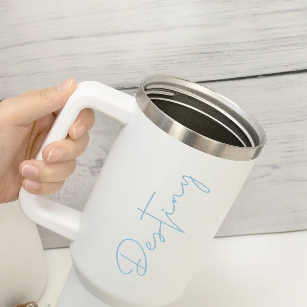 40oz Personalized Tumbler With Handle Lid Straw Bridesmaid Proposal Birthday Gift Thermos Travel Cup Gift For Her Coffee Mug - Clikcy