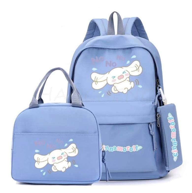 3Pcs/set Cinnamoroll Backpack Teen Girl Student Back To School Schoolbag Lass Anime Lunch Bag Pencil Case Women Leisure Rucksack - Clikcy
