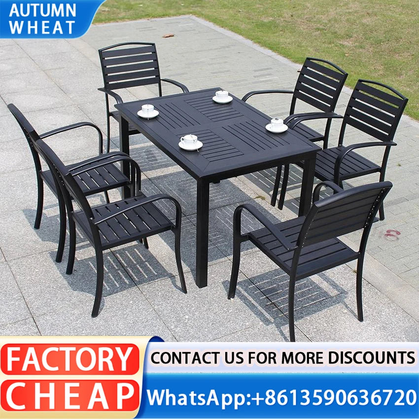 Picnic Beach Table 8pcs Set Hotel Pool Outdoor Furniture Chairs Table Umbrella - Clikcy