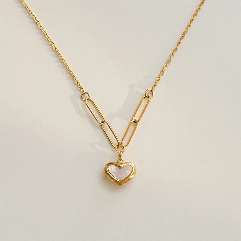 316L Stainless Steel Love Heart Pendant Necklace For Women Fashion Ladies Gold Color Clavicle Chain High Quality Jewelry Gifts - Clikcy