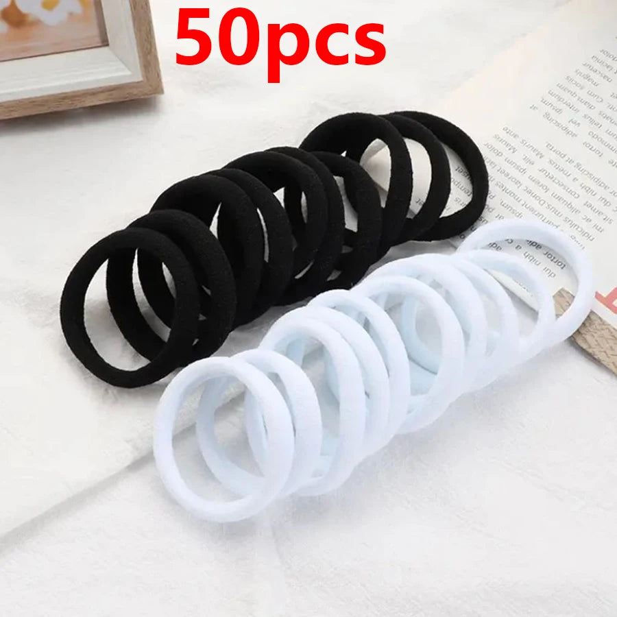 50PCS/Set New Women Girls Candy Colors Nylon Basic Scrunchie Hair Tie Ponytail Hold Hair Rubber Bands Fashion Hair Accessories - Clikcy