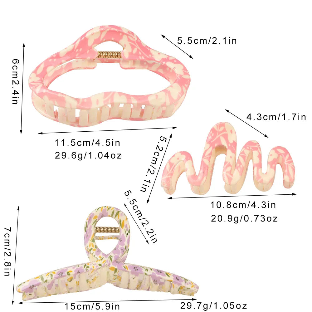 Super Large 13cm Printed Grab Clip Korean Fresh and Sweet Disc Hair Crab Clip Premium Girl Hairpin Hair Accessories - Clikcy