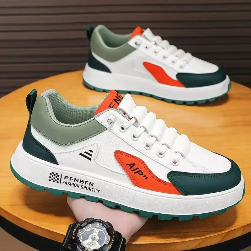 Men's Thick Sole Sneakers Designer Sports Shoes Fashion Casual Fiber Leather Breathable Height Increase Flat Thick Sole Shoes - Clikcy