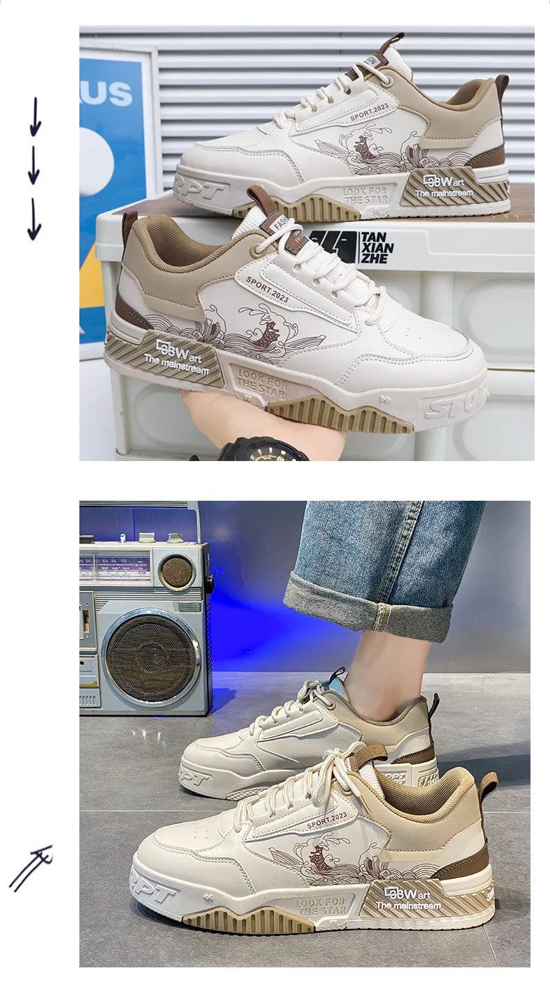 Skateboarding Shoes for Men Male Running Breathable Sports board White Shoes Sneakers Men Shoes Brand Casual Shoes for Men - Clikcy