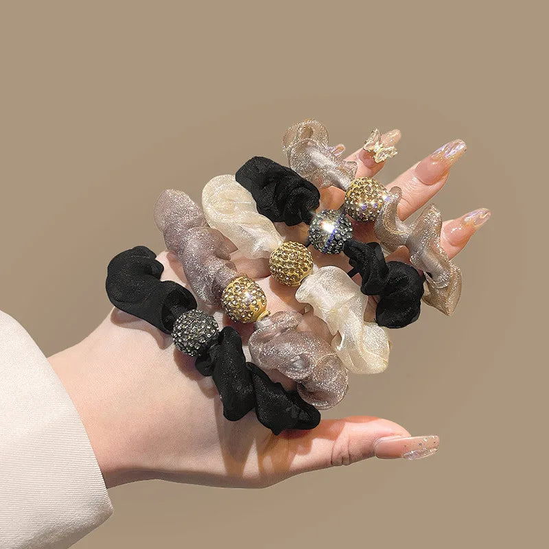 4Pcs/Lot Girl Hair Band Accessories Fashion Large Hair Ties Solid Color Elastic Scrunchies For Women Ponytail Hairstyle - Clikcy