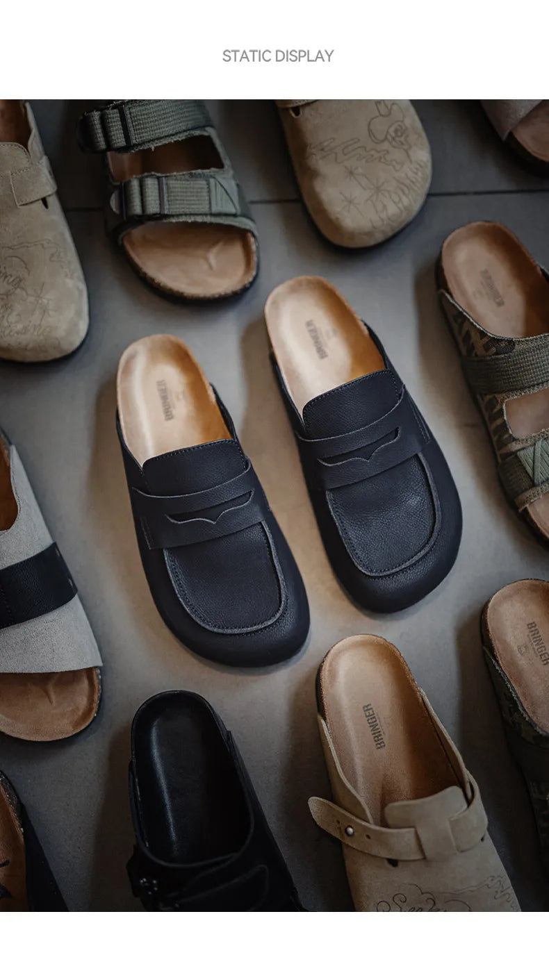 Maden Classic Penny Loafers Mules Shoes for Men Vintage Casual Slip-on Shoes Versatile Soft and Comfortable Shoes Black Color - Clikcy