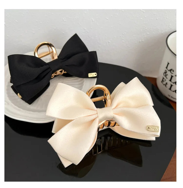 Korean Fashion Metal Bow Hairpin Ladies Simple Elegant Hair Accessories Grab Clip Girls Party Gift Accessories - Clikcy
