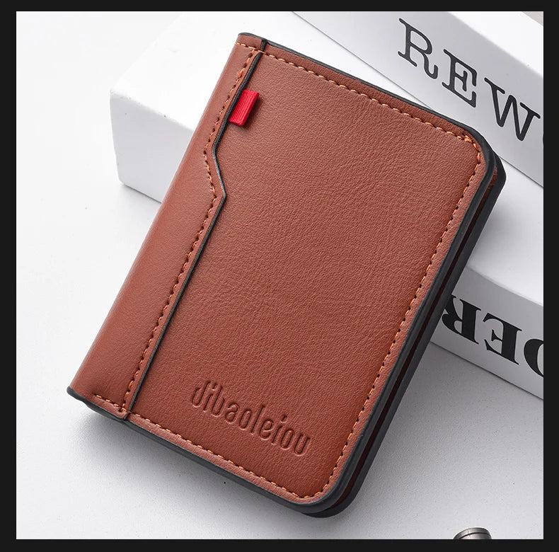1Pc New Ultra-thin Mini Soft PU Leather Credit Card Wallet Holder Short Vertical High Quality Men's Wallet - Clikcy
