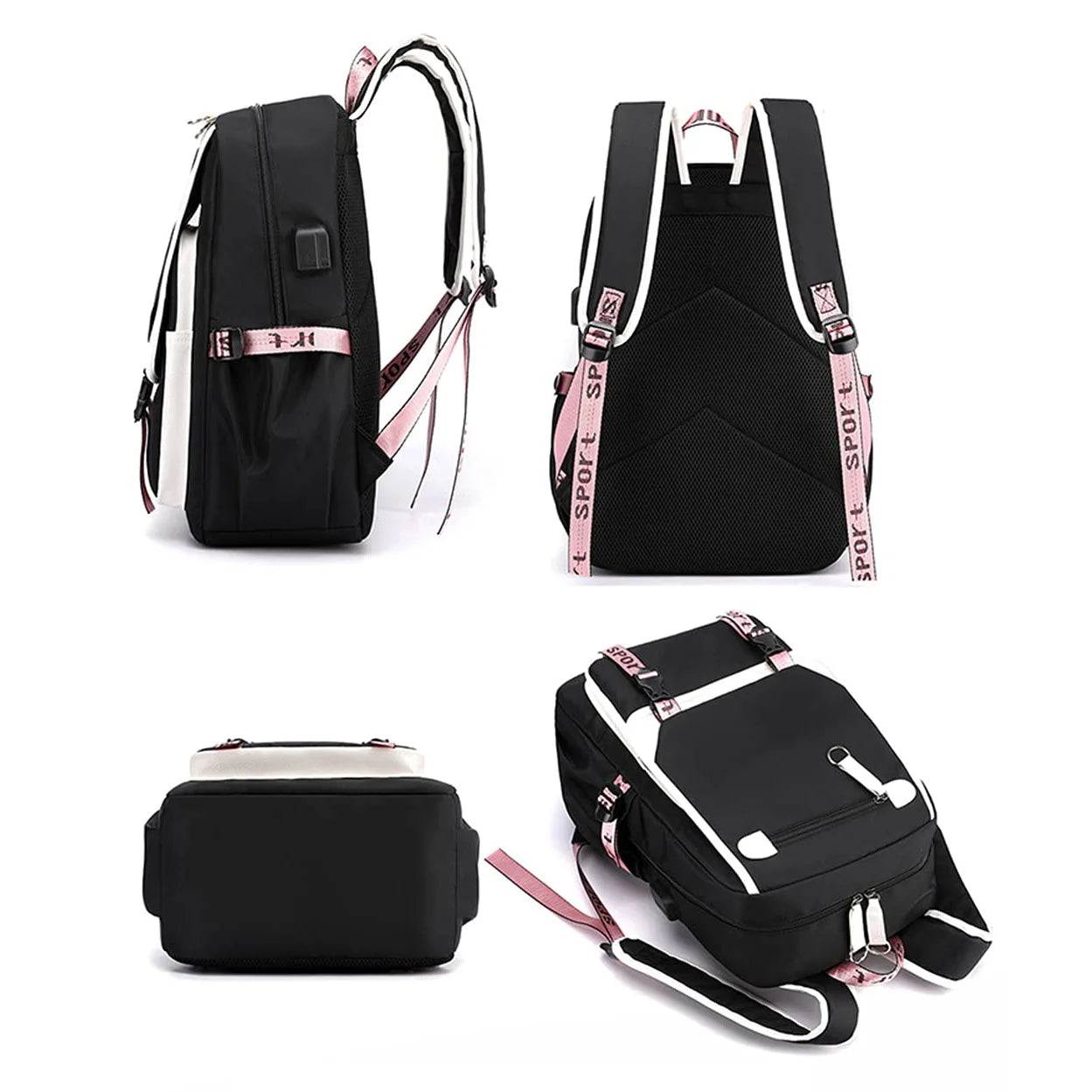 Backpack For Women Large Capacity School Travel Leisure School Bag College Backpacks With USB - Clikcy