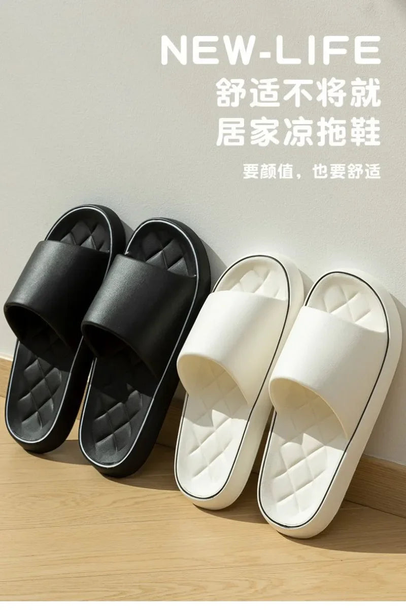 Plus Size 47 48 49 Super Light Soft Men Slippers Simple Couple's Slides EVA Elastic Shoes Colorful Indoor Bathroom Slippers - Clikcy
