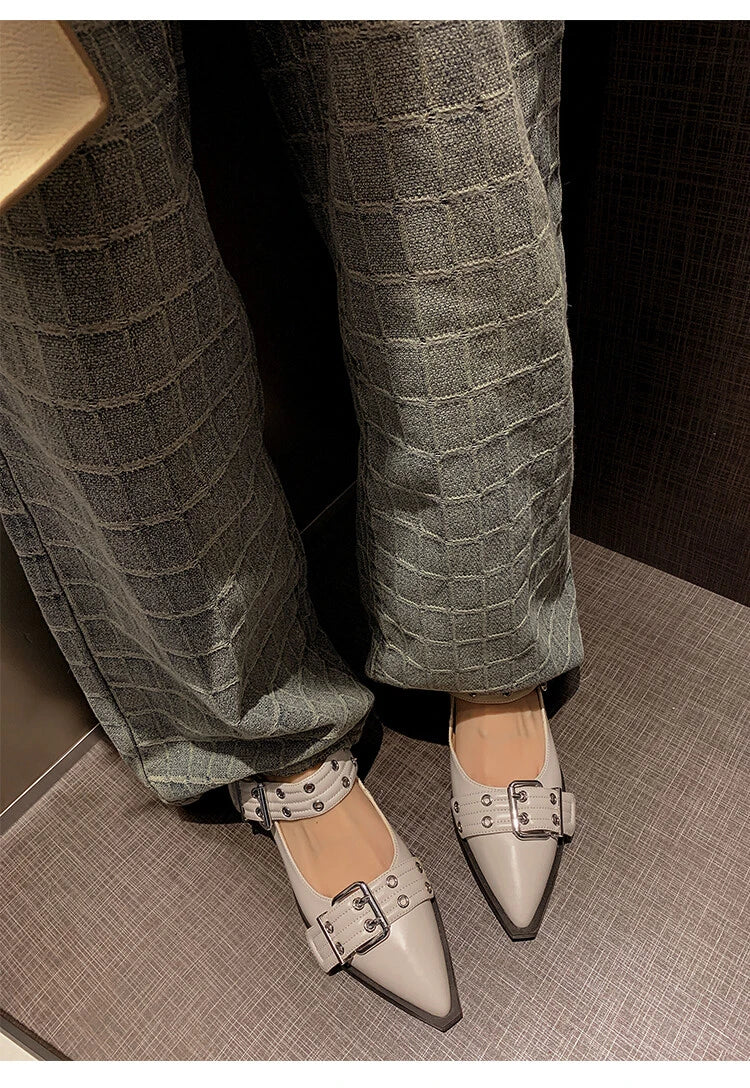 Women Flat With Shoes 2024 Designer Luxury Buckle Fashion Ladies Flats Shoes Slingback Pointed Toe Casual Female Sandals Mules - Clikcy