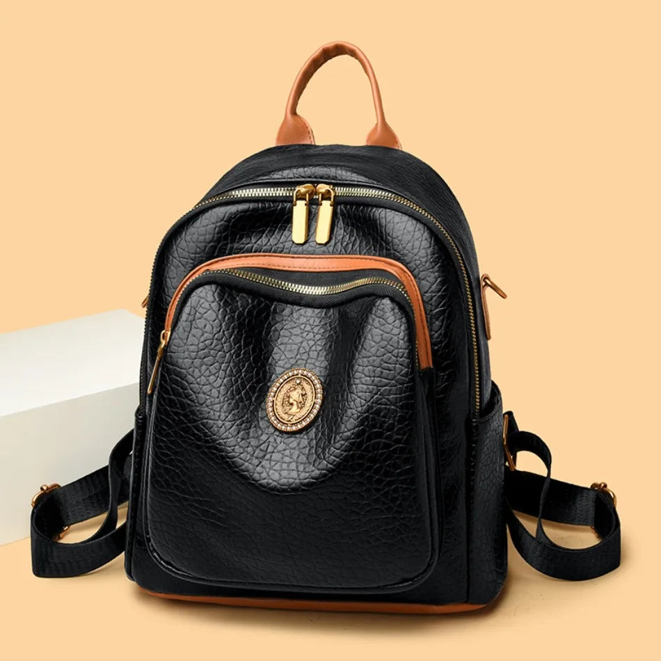 Fashion Women Backpack Designer Pu Leather Travel Back Pack Casual Shoulder Bag High Quality School Bags for Teenagers Girls Sac - Clikcy