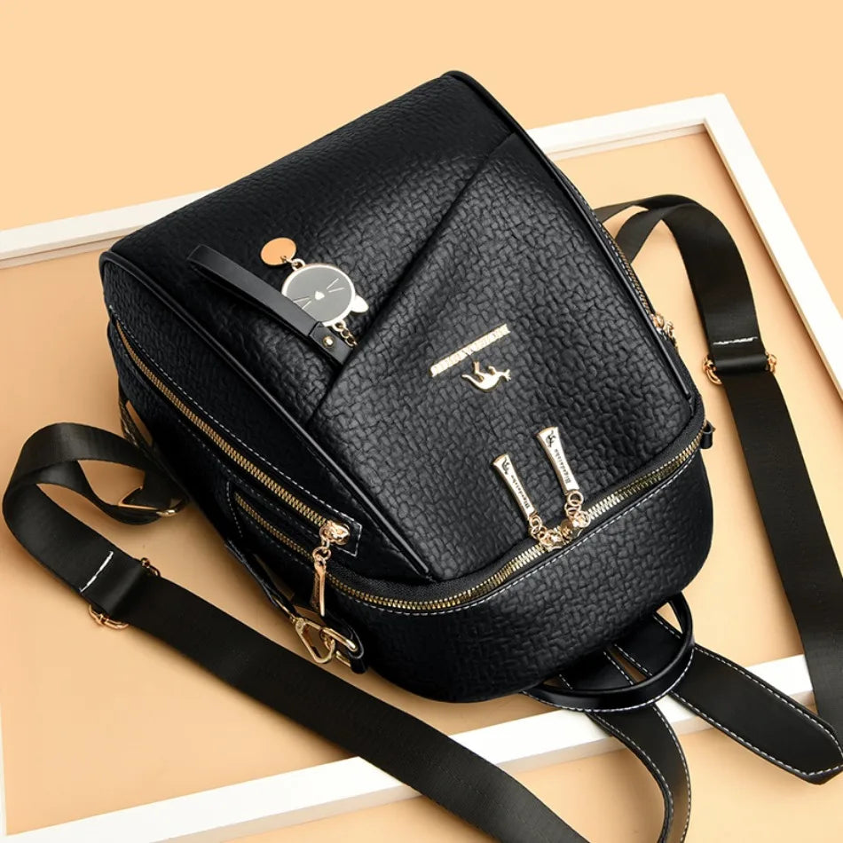 New Luxury Design Leather Women Backpack Casual School Bag for Teenager Girls Travel Back Pack Ladies Bagpack Mochilas Sac A Dos - Clikcy