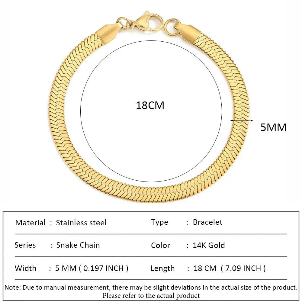 SUNIBI Classic Snake Chain Bracelets for Women Trend  Fashion Stainless Steel Cuban Chain Bracelet Trendy Woman Gifts Jewelry