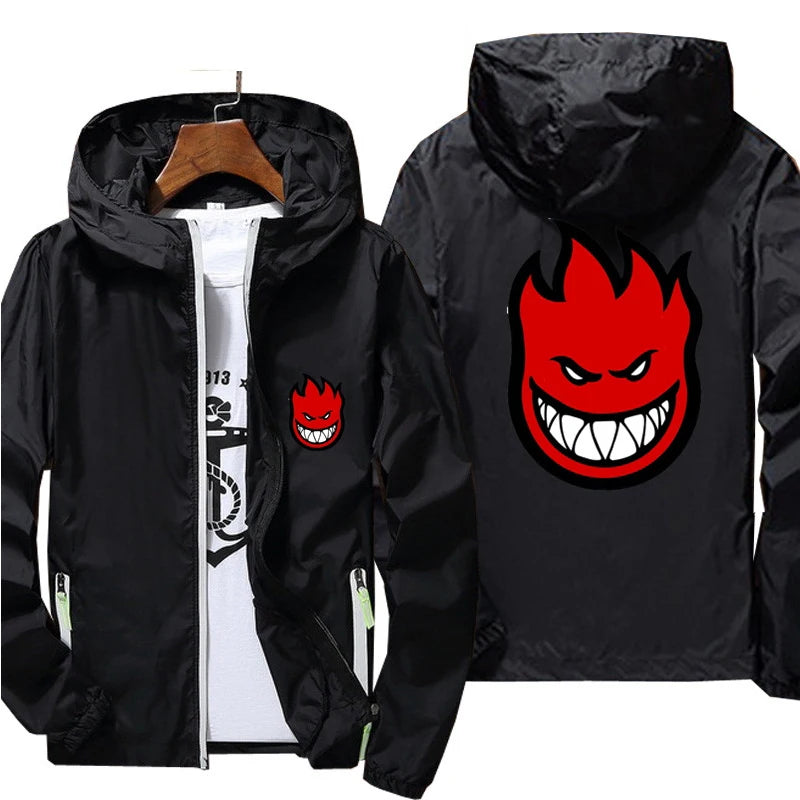 Ripper Spitfire Zombie Wheels Bomber Men Jacket Plus Size Thin Windbreaker Skin Ultra Light Slim Fit Pilot Hooded Coat Cycling - Clikcy