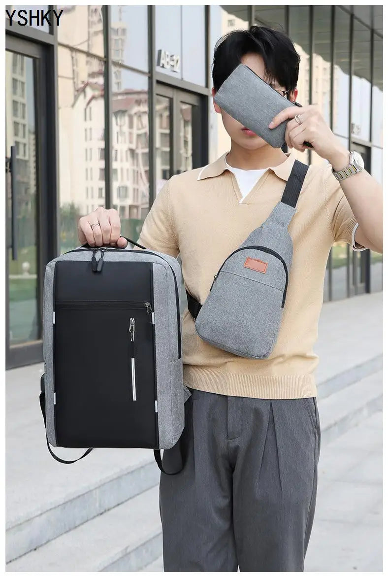 Women Fashion backpack soft leather multi-functional bag Polyester large capacity computer backpack