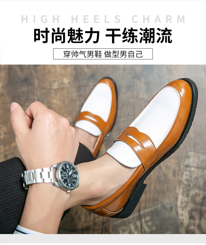 Trend Leather Shoes For Men Comfortable Slip On Loafers Yuppie Brogue Shoes Men British Style Formal Leather Men’s Dress Shoes - Clikcy