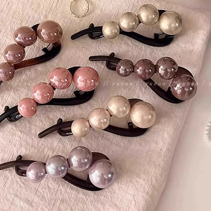 Elegant Pearls Twist Hair Clip For Women Long Hair Holder Hairpin Barrette Sweet Hair Ornament Headband Fashion Hair Accessories - Clikcy