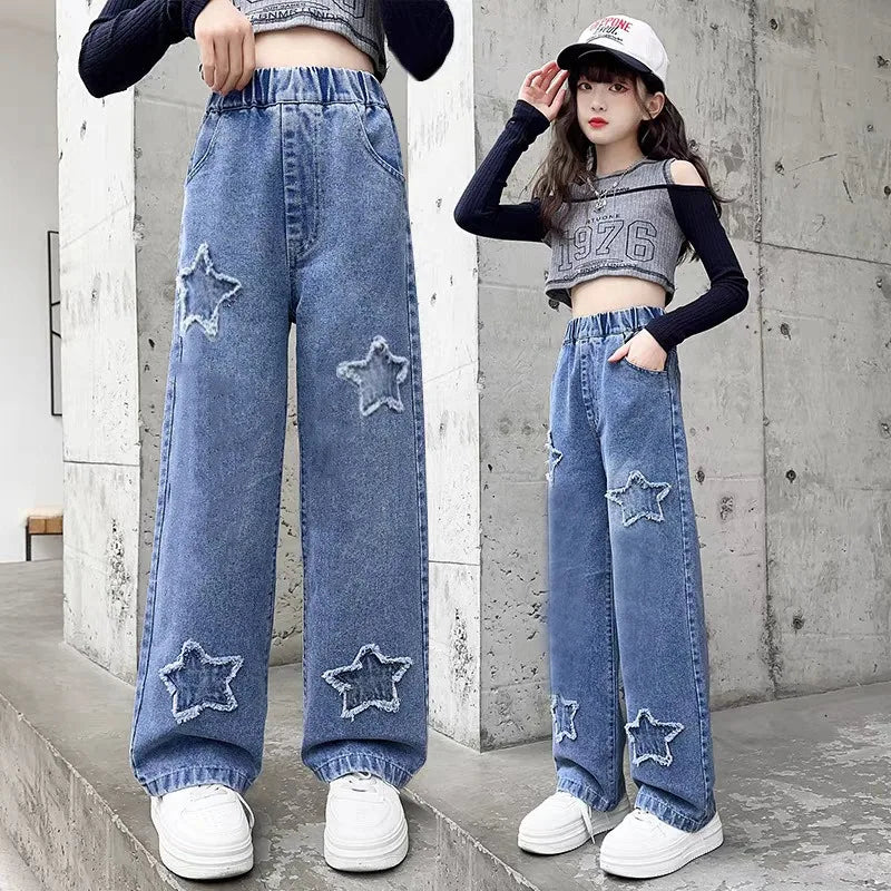 Thin Kids Pants Children's Clothing Sweatpants Clothes Teenage Girls Clothing Jeans Denim Streetwear Fashion Casual Harajuku - Clikcy