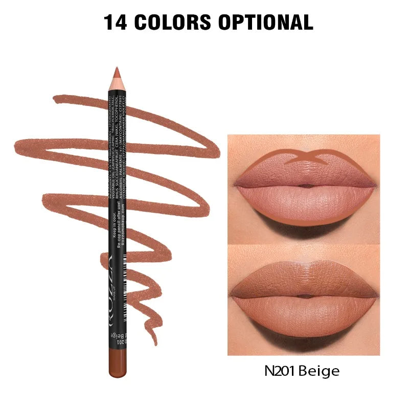 14 Color Nude Matte Lipstick Pencil Long-lasting Waterproof Lip Pencil High Pigmented Lip Liner Lip Makeup Tool - Clikcy