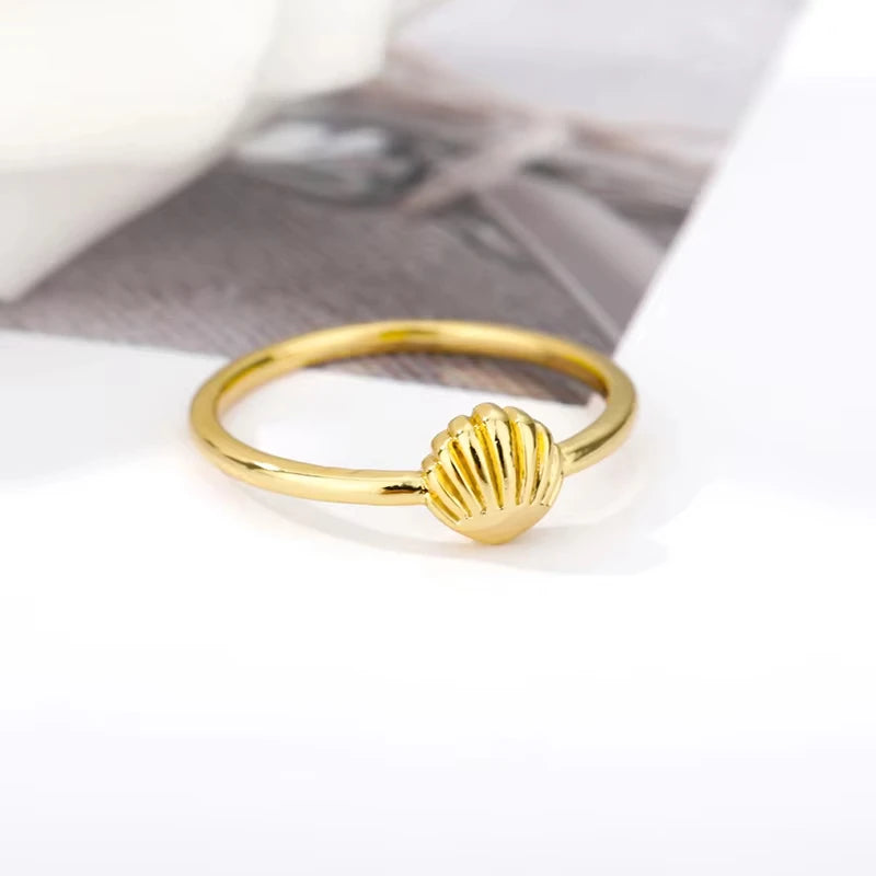 Ocean Starfish Shell Open Rings For Women Gold Color Stainless Steel Ring Summer Beach Aesthetic Waterproof Jewelry Gift - Clikcy