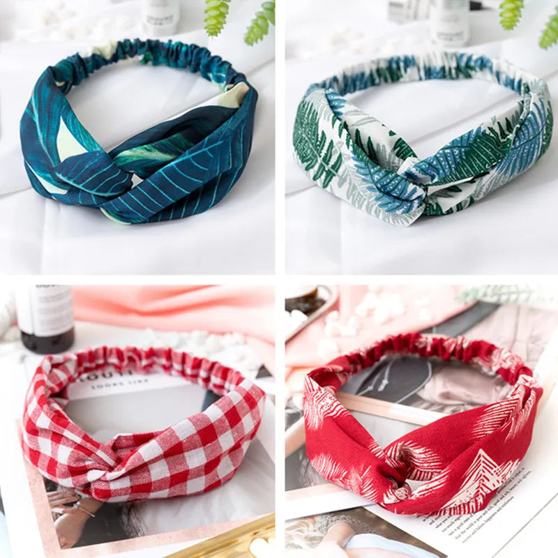 2024 Fashion Women Girls Bohemian Hair Bands Print Headbands Vintage Cross Turban Bandage Bandanas HairBands Hair Accessories - Clikcy