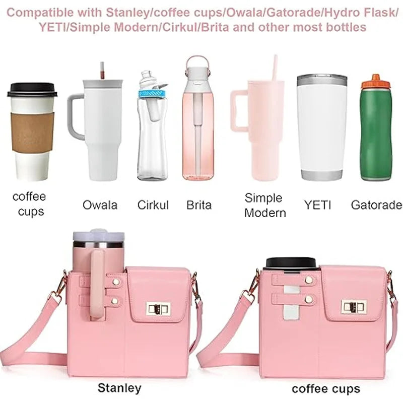 out-door water Bottle Bag protecting case Strap style bag storage organizer For Stanley tumbler Quencher coffee Cup Sleeve Pouch - Clikcy