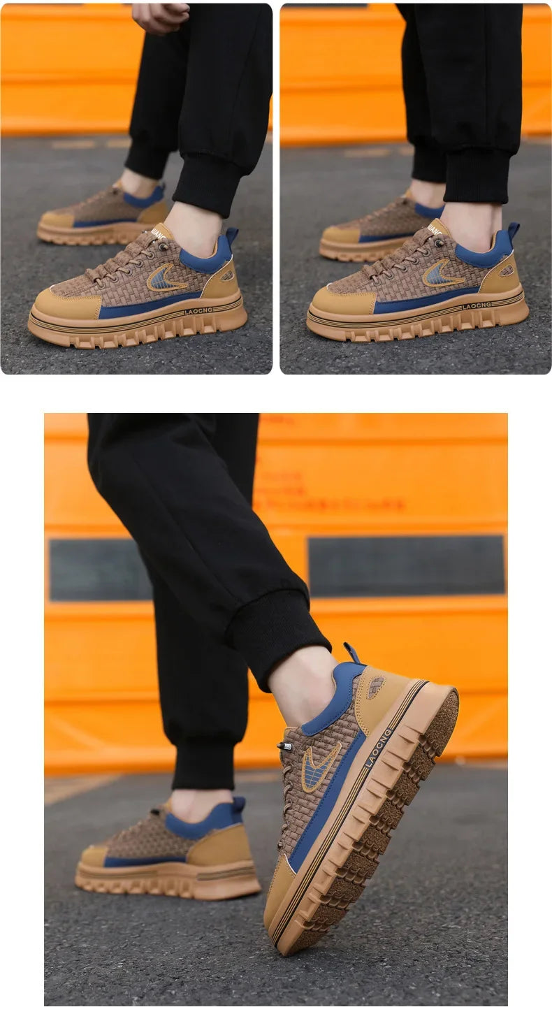 Spring and Autumn paragraph Men Chunky Sneakers Fashion Non-slip  Men's Sneakers comfortable Casual Board Shoe