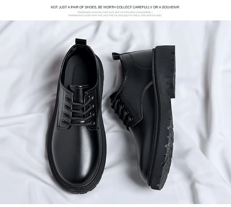 Luxury Men's Genuine Leather Business Formal Shoes British Style Men's Black Platform Lace Up Casual Shoes Zapatos De Cuero 2025