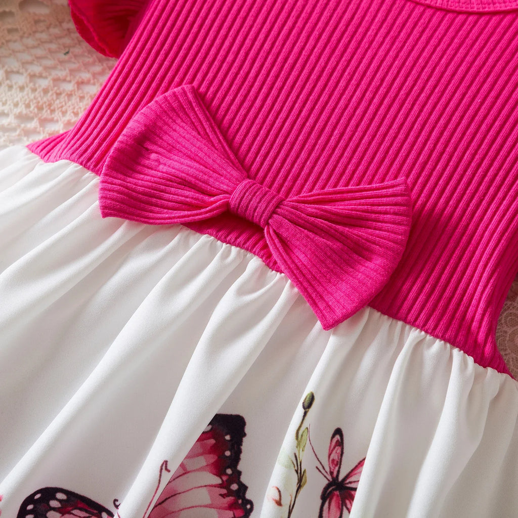 New Children's Dress for 3-8 Yrs Summer Dress Lotus Leaf Edge Design Bow Lace Up Star Sequin Sweet  Tulle Kids Dresses for Girls - Clikcy