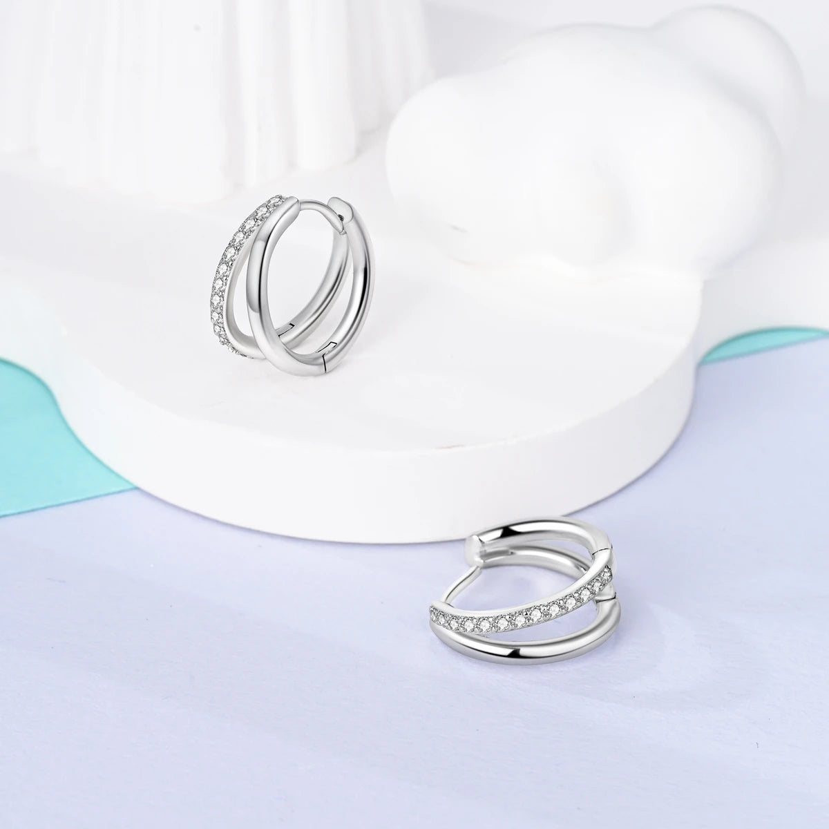 Original 925 Sterling Silver Women Hoop Earrings High Quality Shine Zircon U Shaped Classic Style Earring For Women Jewelry Gift - Clikcy