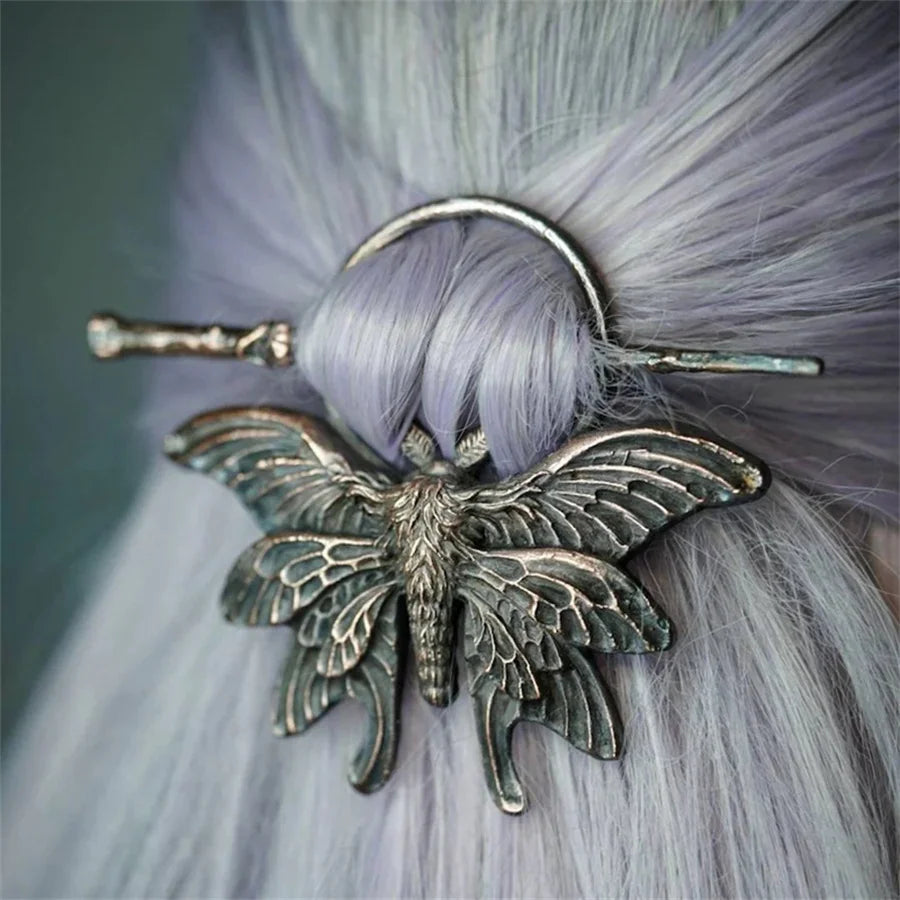 New Gothic Retro Cow Skull Skeleton Moonstone Hair Clips Hairpins for Women Fashion Deer Horn Hair Stick Hair Styling Tools - Clikcy