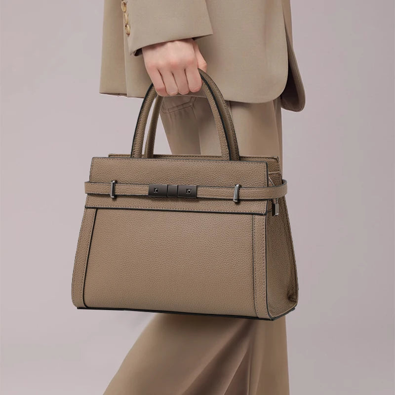 Genuine leather women's bag original first layer cowhide women's hand shoulder simple tote bag occupation - Clikcy