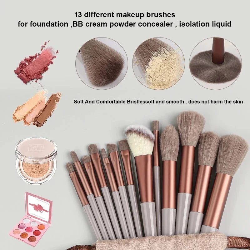 13Pcs Professional Makeup Brushes Set Soft Fluffy for Foundation Blush Powder Eyeshadow Kabuki Blending Makeup Brush Beauty Tool - Clikcy