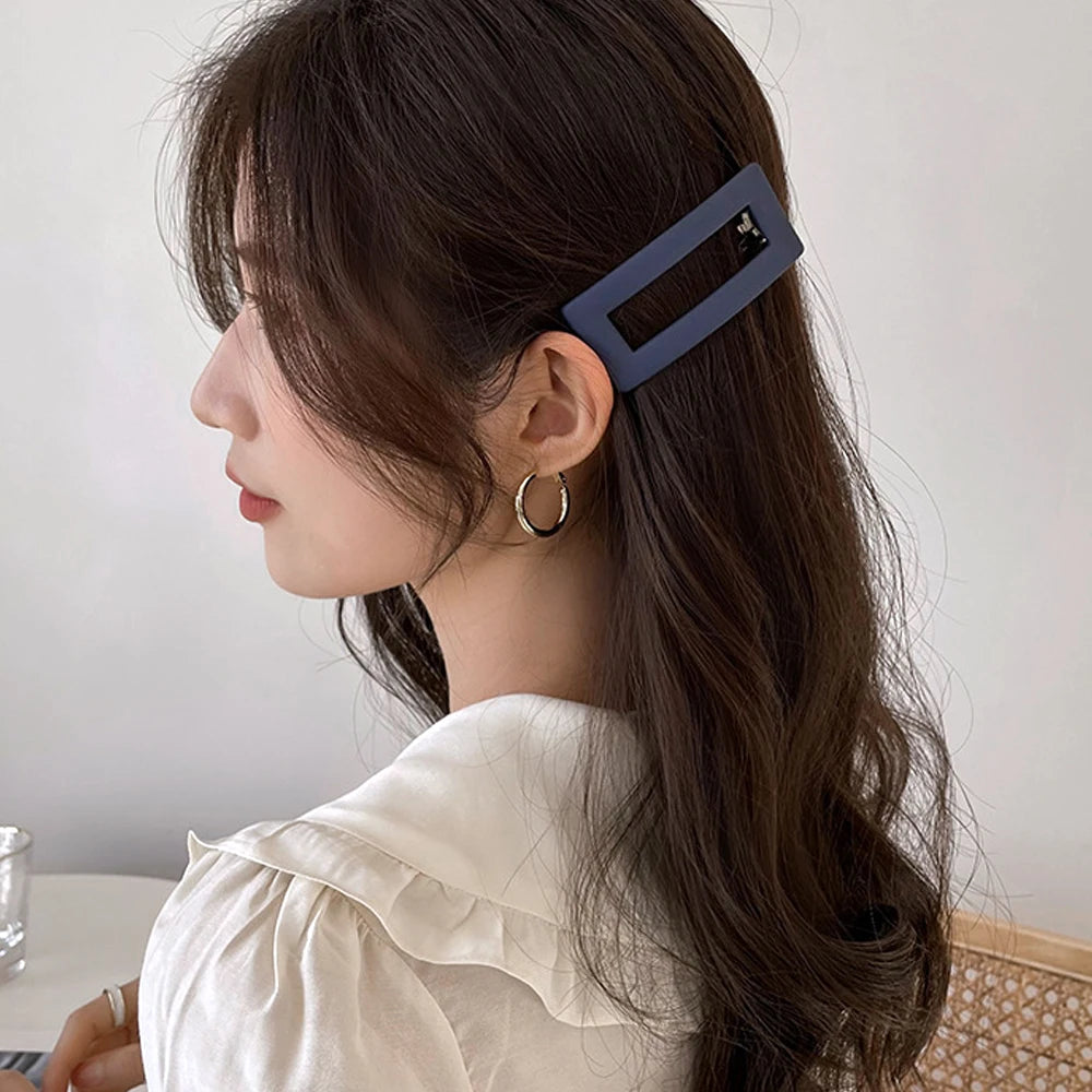 Simple Matte Spring Hair Clip Elegant Rectangle Frosted Barrettes Hairgrips For Ponytail Holder Female Summer Headdress - Clikcy