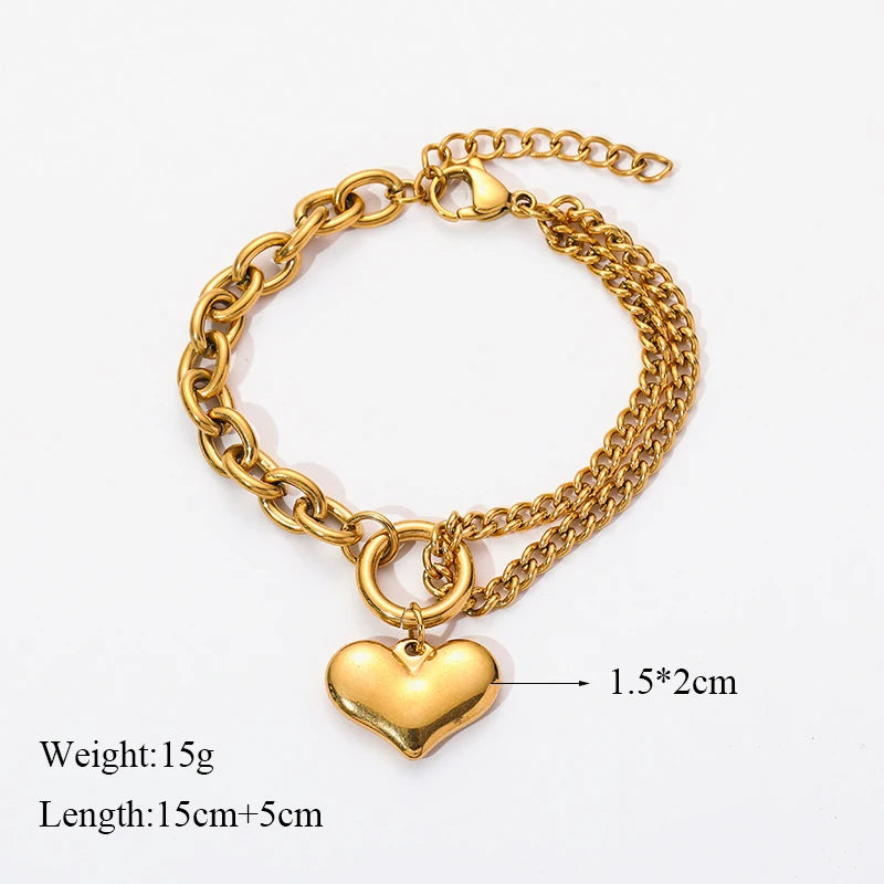 EILIECK 316L Stainless Steel Gold Color Starfish Shells Charm Bracelet For Women New Trendy Wrist Chain Jewelry Holiday Gifts - Clikcy