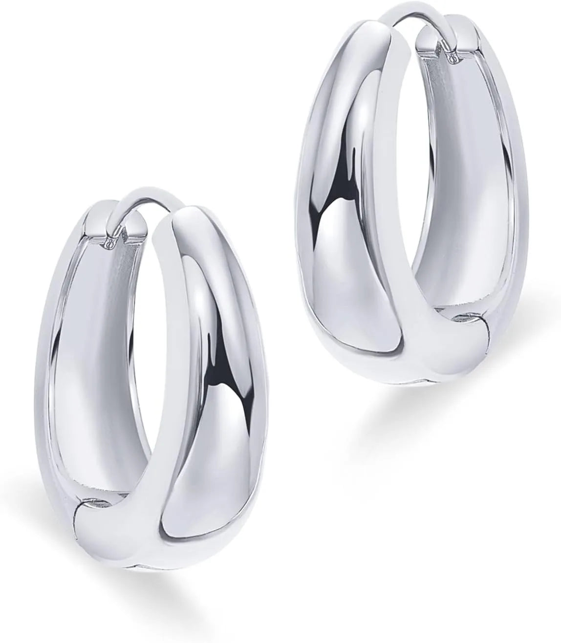 14K Gold Plated Sterling Silver Post Small Chunky Hoops Earrings | Thick Lightweight Gold Hoop Earrings for Women Retro style - Clikcy