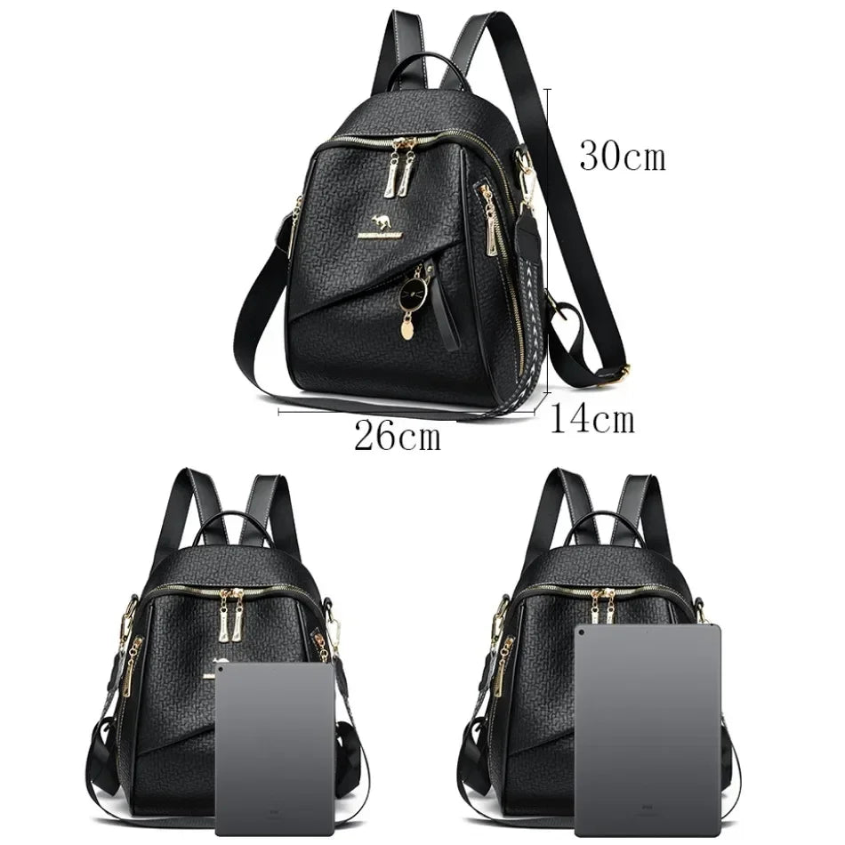 New Luxury Design Leather Women Backpack Casual School Bag for Teenager Girls Travel Back Pack Ladies Bagpack Mochilas Sac A Dos - Clikcy