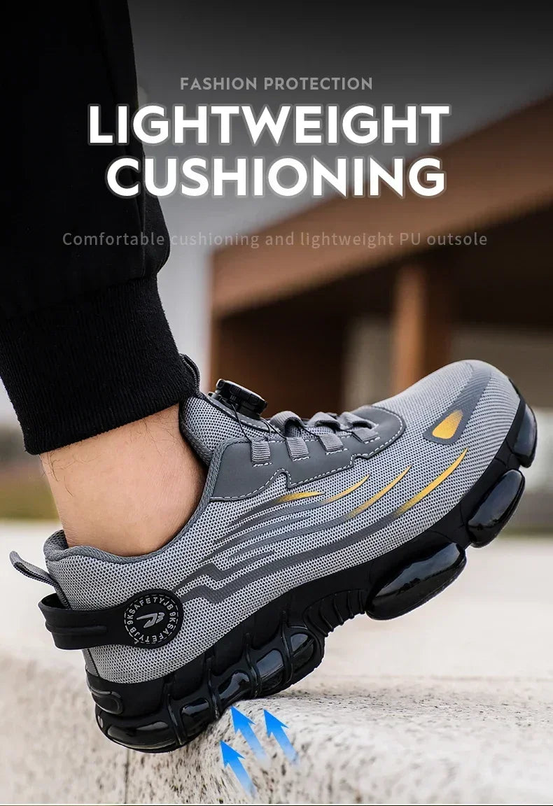 Rotating Button New Safety Shoes Men Anti-smash Anti-puncture Work Shoes Fashion Men Sport Shoes Security Protective Boots Men - Clikcy