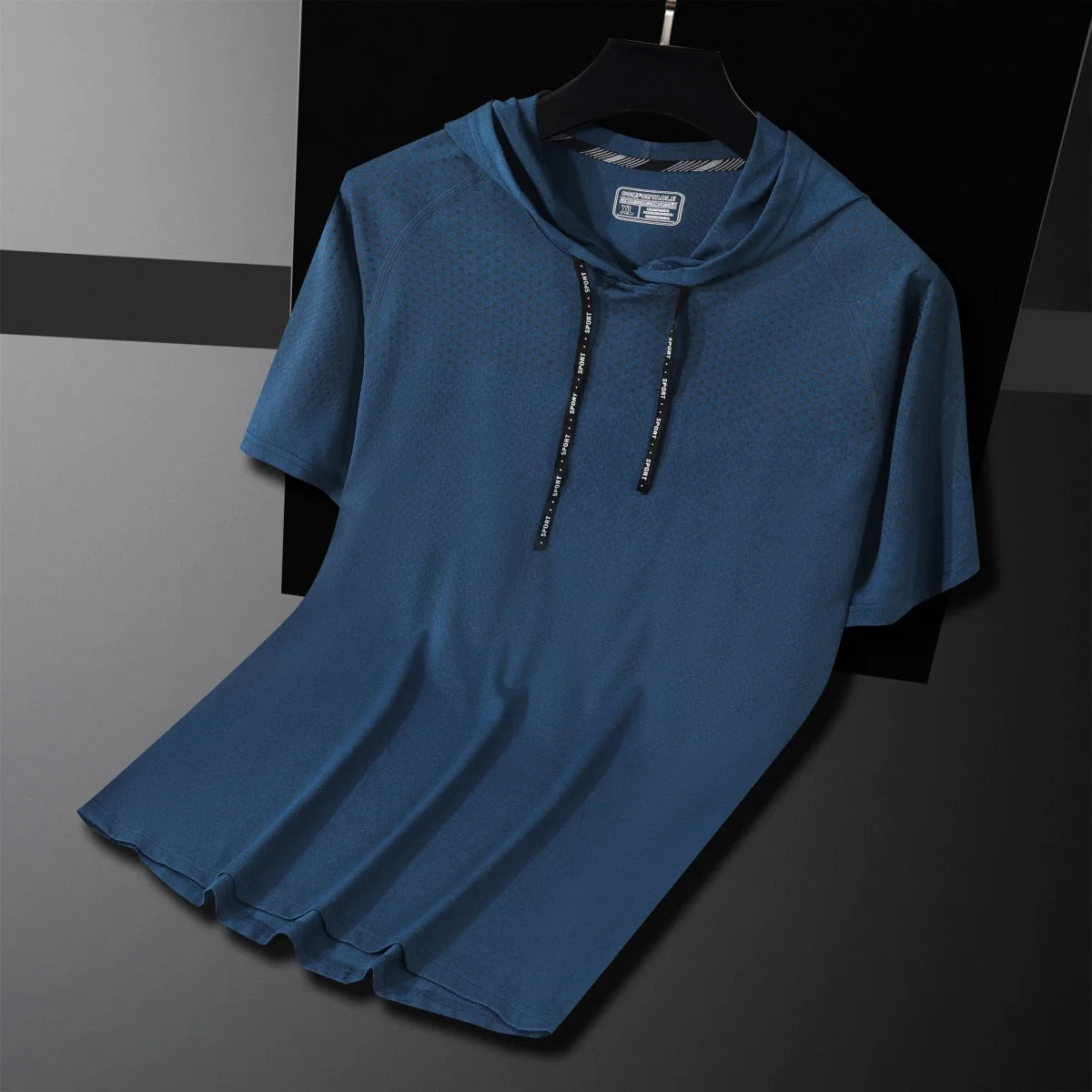 Youthful Vitality Summer Sweatshirts Thin Men's Printing Hooded Quick Drying Breathable Casual Motion Loose Short Sleeve Tops - Clikcy