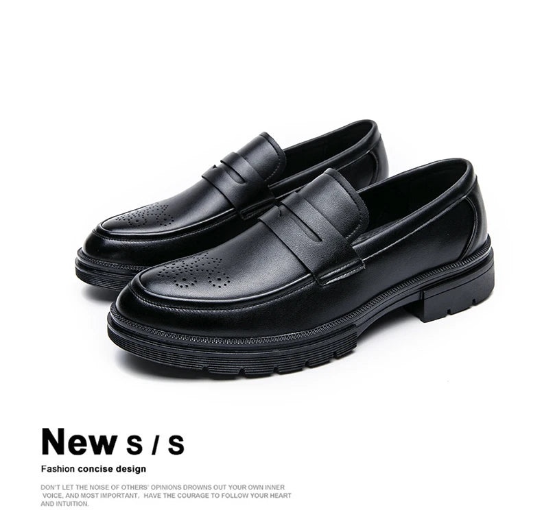 High Quality Casual Business Leather Shoes Men Wedding Social Leather Men’s Dress Shoes British Formal Carving Men Block Shoes - Clikcy