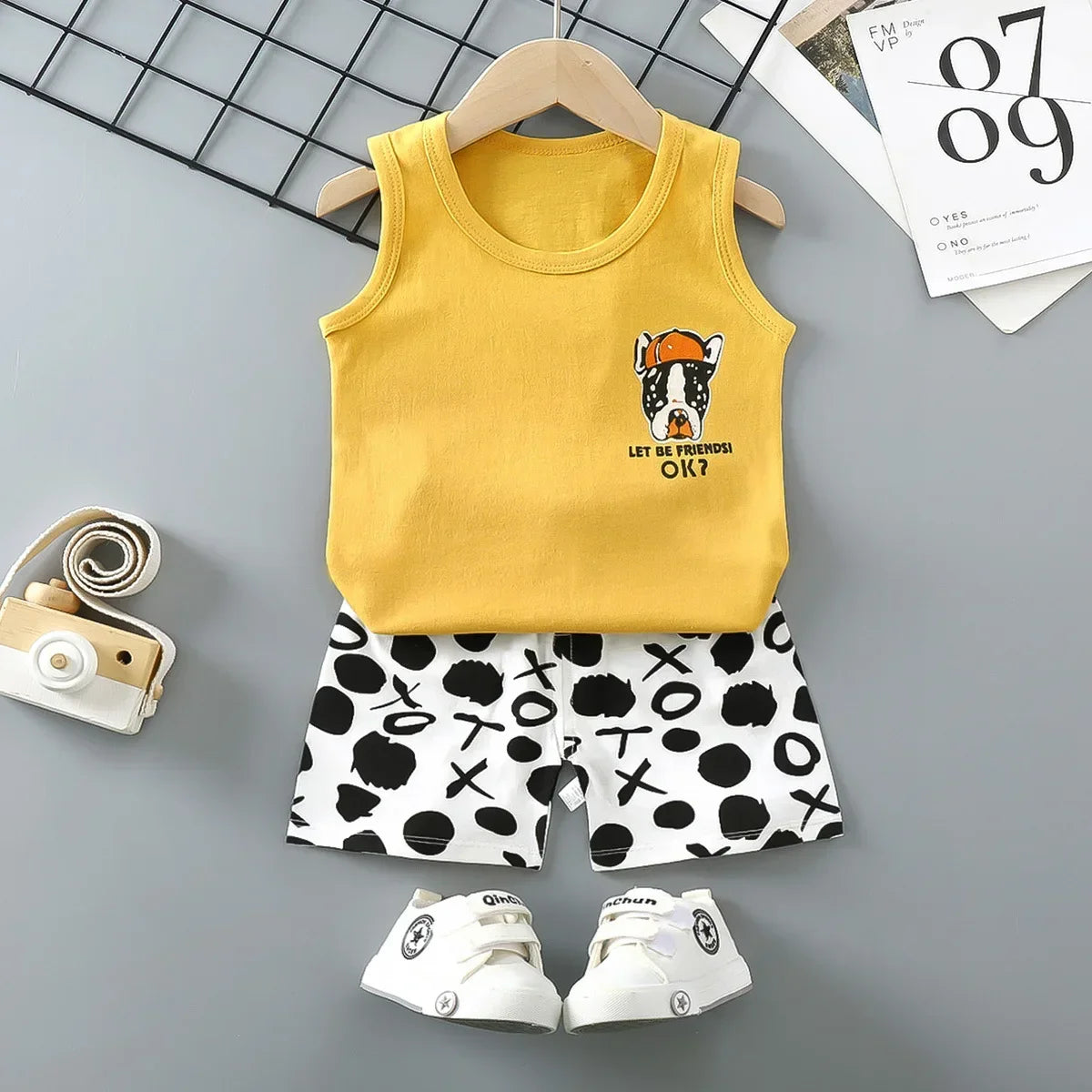 Children Sets Kids Clothes Boys Girls Vest Suit  Summer Children's Clothing baby Cotton T-Shirts Shorts Tank Top Sleeveless - Clikcy