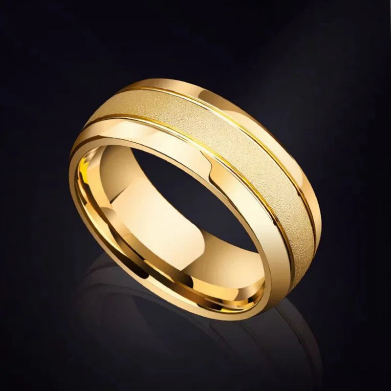 Matte Titanium Steel Ring Starry Geometric Band Minimalist Unisex Jewelry Versatile Couple Stackable Design Everyday Luxury - Clikcy