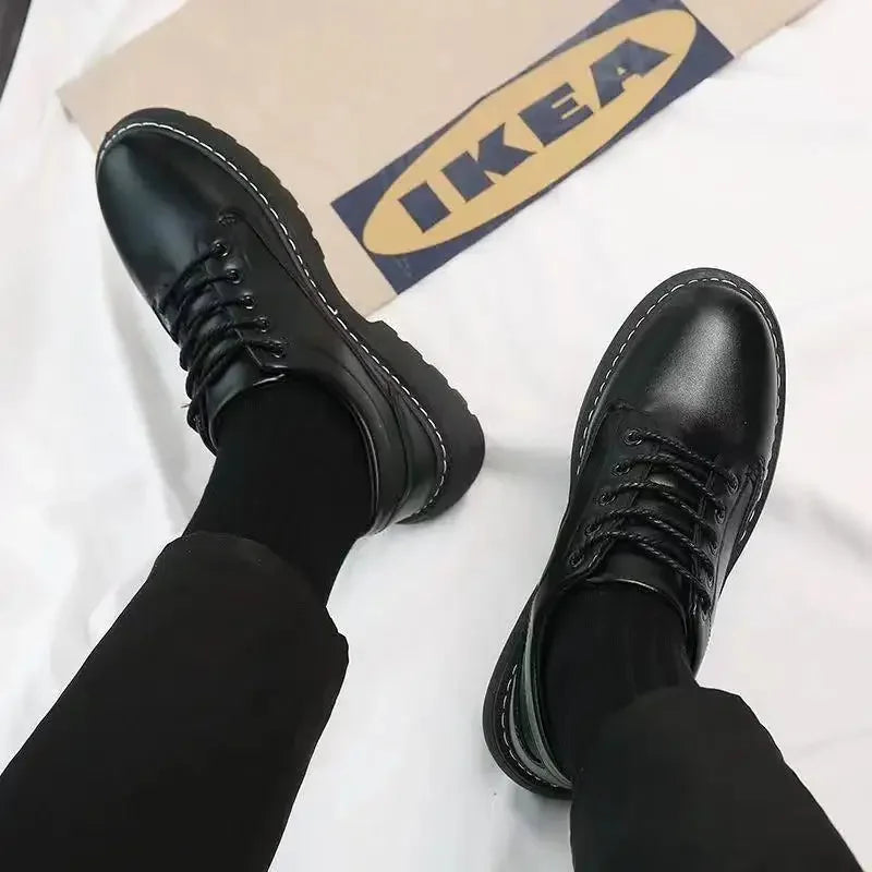Men's Chef Shoes Casual Work Leather Shoes Business Kitchen Black Shoes Comfortable Breathable PU Insole Rubber Outsole