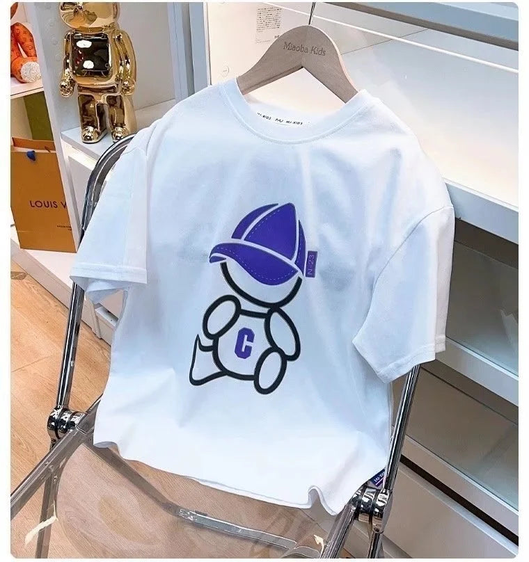 Summer Cool Kids Boy Casual Tops Cartoon Print Trendy Children's T-shirt Short Sleeve European And American Style Toddler Tees - Clikcy