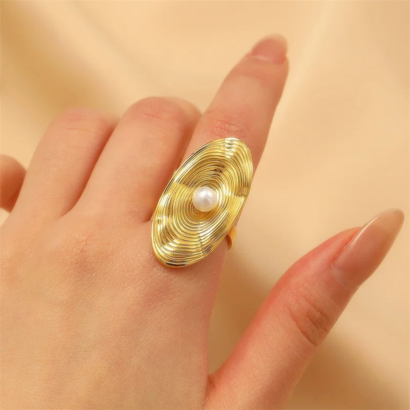 EILIECK  316L Stainless Steel New Design Dragonfly Ring Jewelry Women 18 K Plated Metal Texture Gold Color Ring Accessories - Clikcy