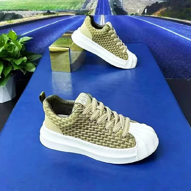 Designer Striped Patchwork Breathable Shoes Man Fashion Soft Lightweight Skateboard Sneakers Retro Camel Summer Shoes Trend 2024 - Clikcy
