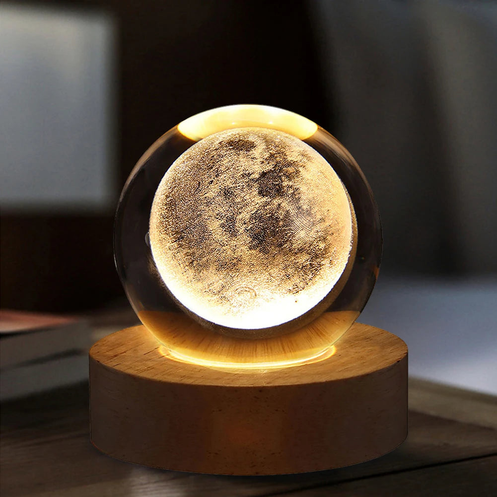 Unique 3D Crystal Ball Lamp with Galaxy and Planetary Projections USB Night Light for Cozy Atmosphere plasma ball - Clikcy