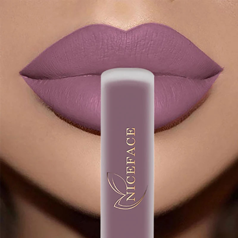 NICEFACE Matte Liquid Lipstick Waterproof Long Lasting Lip Gloss Tint Sexy Red Nude Purple Metallic Lipsticks Makeup Cosmetics - Clikcy