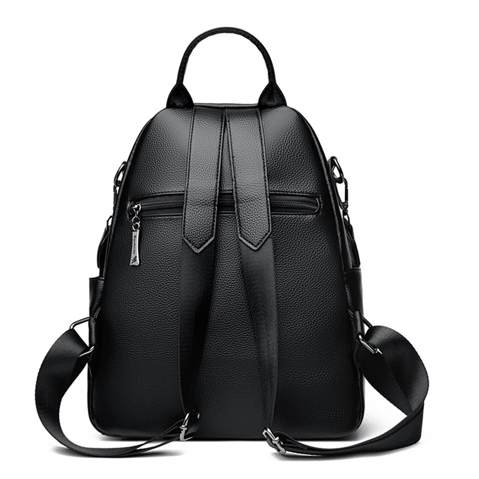 Fashion Backpacks Women Shoulder Bag Simple Rucksack Female Soft Leather Back Pack Ladies Travel Bag Large Capacity School Bags - Clikcy